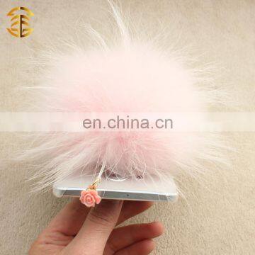 Wholesale Cute Cell Phone Dust Plug With Real Fox Fur Pom Poms Mobile Phone Plug