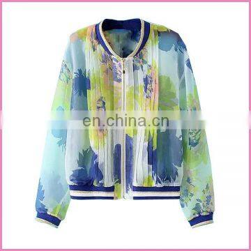 chiffon front and back pleated design girl's jacket lady sun-proof jacket