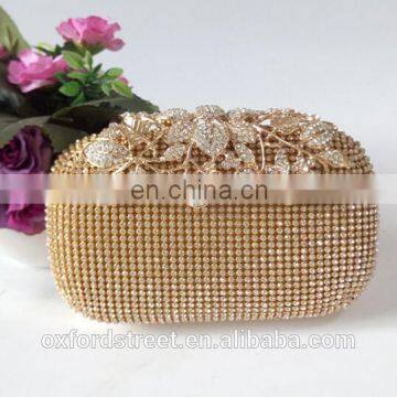 Luxurious leaf flower diamond clutch bag wholesale evening bag for ladies