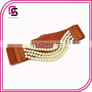 yiwu factory wholesale woman ladies fashion elastic corset belt with pearl