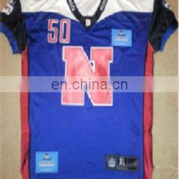 American football jersey with embroidered Team name and numbering