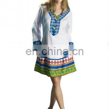 new arrival summer cotton tunic 2016 embroidery tunic wholesale india tunic very popular in europe