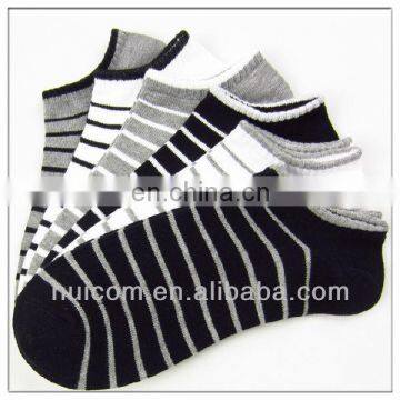 Mens Black White Sock With Stripe Pattern