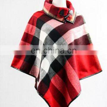 CHECK WOOL AND CASHMERE BLANKET PONCHO