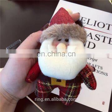 New arrive hot sale cute Christmas gift handmade fabric santa claus keychain