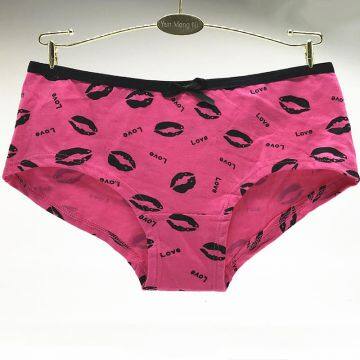 Yun Meng Ni Sexy Underwear Custom Fancy Lip Print Lady Brief Soft Cotton Women Mature Panties