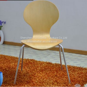 Plating steel legs maple wood veneer plywood modern dining chair round head curved wooden computer chair