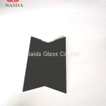 0.7mm Chemical Strengthened Custom OEM Cut to Size Irregular Shape V Shape Glass With Semi-transparent Black Color photo-5
