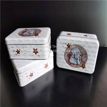 Food Tin Box Square Cookie Tins Blue / Black