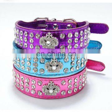 Three Rows Crystal Diamond Crown Pet Collar Leash Training Dog Pulling Rope Pet Neck Chain Pet Supplies photo-2