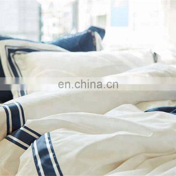 Morden Plain Color Navy White Home Hotel Bed Sheets Bed Linen Bedding Set photo-4