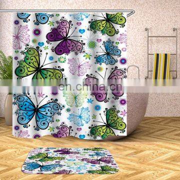 I@home Home Goods Colorful Custom Wholesale Butterfly Printing Shower Curtains Polyester