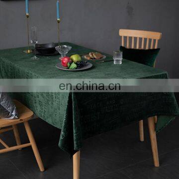 Modern Nordic Luxury Rectangular Gold Velvet Coffee Table Cloth American Style Embossing Tablecloth photo-2