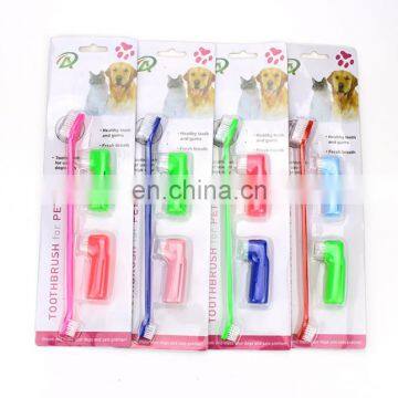 HQP-MR010 HongQiang Double Headed Pet Dog Finger Toothbrush Dog Teeth Long Handle Cleaning Brush Stick for Pets