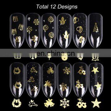 60Pcs/Jar Box 3D Snowflakes Gold Metal Slices Nail Art Sequins Christmas Decorations Nail Polish Thin Sticker Designs Manicure photo-3