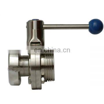 Sanitary Food Grade Stainless Steel SS316 Female/Male RJT Butterfly Valve With Pulling Handle photo-2
