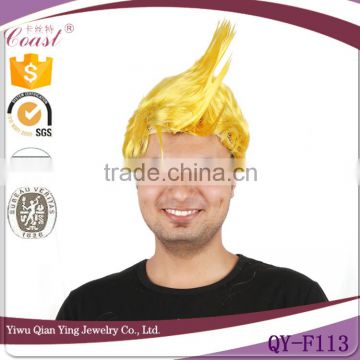 yellow cock synthetic football sports fan wigs