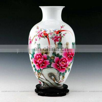 Beautiful Chinese Master Hand Painted Ceramic Porcelain Flower Bird Vase s With Certification