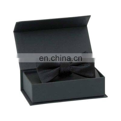 Wholesale cardboard luxury matte black paper bow tie packaging gift box