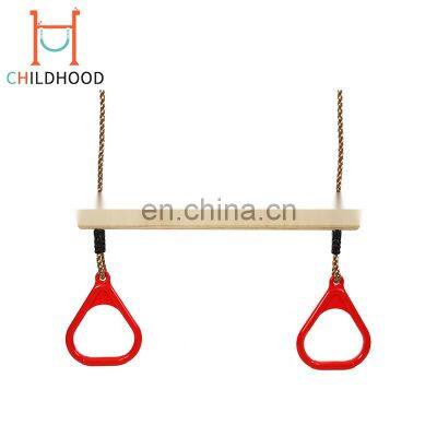 Adjustable Wooden Children Kids Swing Rope Set Trapeze Bar Swing