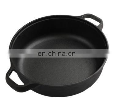 Camp outdoor indoor double use black dutch pot cast iron enamel dutch oven