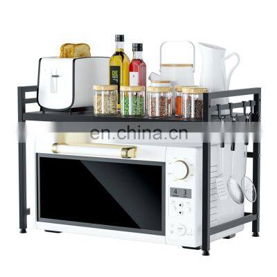 Extendable Heavy Duty Metal Pantry Shelf Space Riser Stand Storage Organizer Adjustable Microwave Oven Rack for Kitchen Counter