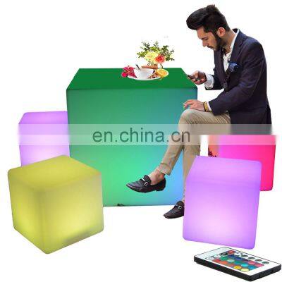 Rechargeable LED Cube Shape Night Light With Remote Control For Bedroom 7 Colors Changing Night Light Built-In Battery