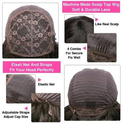 14 16 Inch Preplucked Brazilian Remy Human Hair Wolf Cut Full Mechanism Curly Short Bob Wig With Bangs Wigs For Balck Women photo-4