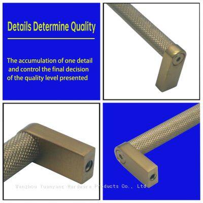 Knurled Cabinet Handles Cabinet Pulls Aluminum Handles Knurled Drawer Pulls Gold and Black Oxidation Finish with Diamond Pattern