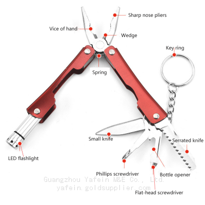 Outdoor Camping Mini Small Portable 9 Kinds of Functions in One Knife Fitter Tool LED Flashlight photo-4