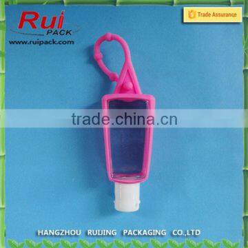 pink rubber for hand sanitizer bottle , portable gel soap bottles case