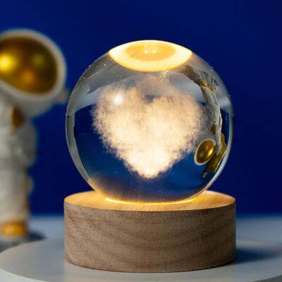 3D Romantic Atmosphere Crystal Ball Table Night Light For Children Gift