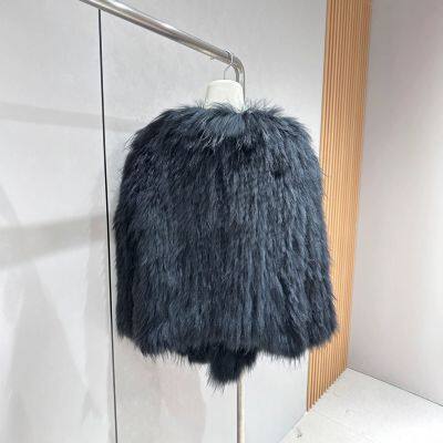 Double Sided Woven Real Fur Coat With Raccoon Fur and Grass for Women in Autumn and Winter Haining Internet Famous Real Fur Coat