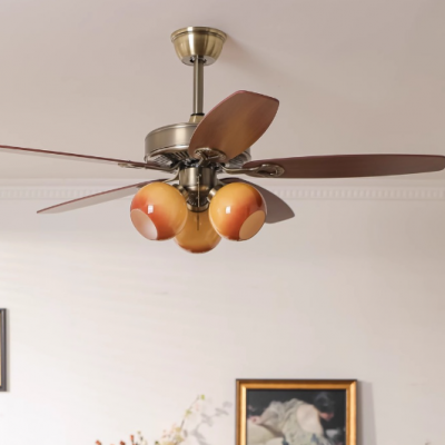 American Style Wooden Leaf Fan Light, Vintage Living Room Light, Caramel Persimmon Restaurant Light, Bedroom Light, （Wechat:13510231336） photo-3