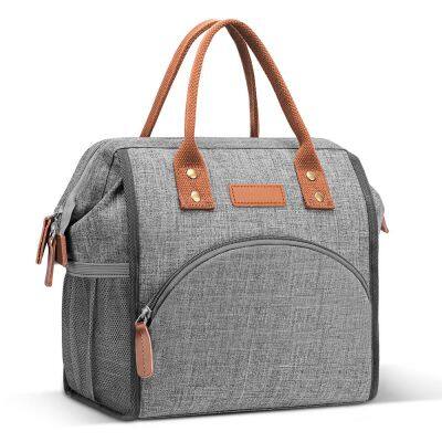 Wide-Open Women's Reusable Lunch Box Large Leakproof Tote Cooler Bag Insulated Lunch Bag for Adults Work,Beach,Travel,Picnic