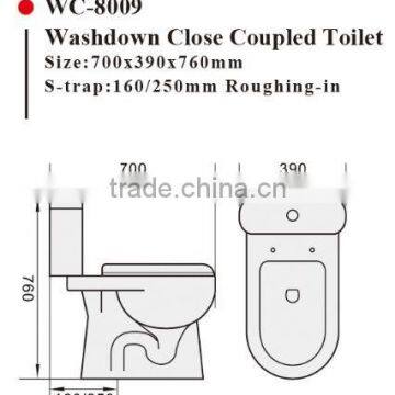 WC-8009 Washdown Two-piece Toilet With Soft Closing Cover Ramp Down Closer, Water Closet Toilet Bowl photo-2