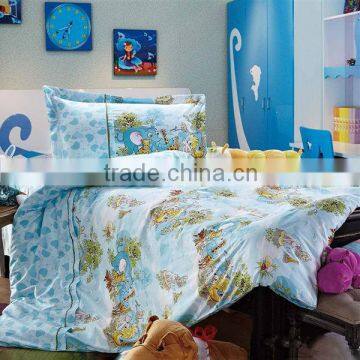 Reactive Dye Print Elephant Bedding Cotton Child Duvet Cover Bed Set 200TC In Blue Color