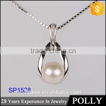 Fashion white gold plated pearl silver necklace 925