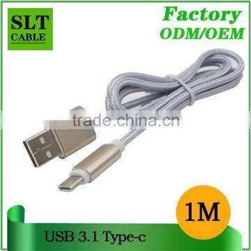 SLT Durable Gold Plated Case Nylon Braided USB 2.0 to USB 3.1 Type C Cable