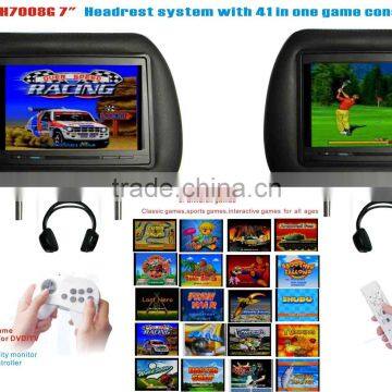 H-7008G 7" Car Headrest LCD monitor with 16 bit Game console built-in