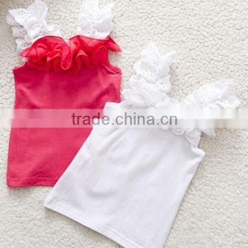 wholesale child ruffle petti tops,blank kid shirtsTank top,little girls sleeveless t-shirts,kids lace vest top tees