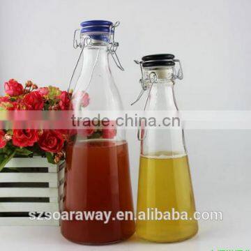 Empty soft drink glass bottle with cap swing top glass water drinking bottle glass juice bottle wholesale