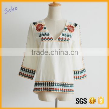 Customized fashion v-neck indian embroider blouses women clothes sexy                        
                                                                                Supplier's Choice