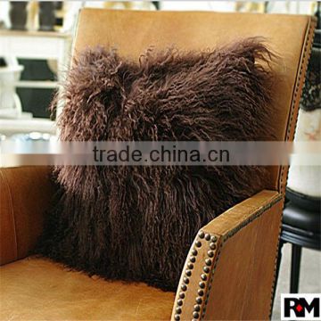 Factory wholesale mongolian tibet lamb fur pillow for home decoration