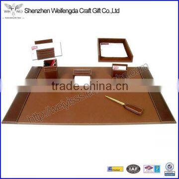 Exquisite 6 Pieces Luxury Leather Desk Set Brown