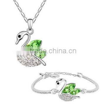 fashion crystal,fashion crystal with a emerald Jewelry set,silver jewelry set