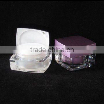 15g cream jar, made of Acrylic and PP,square cream jar