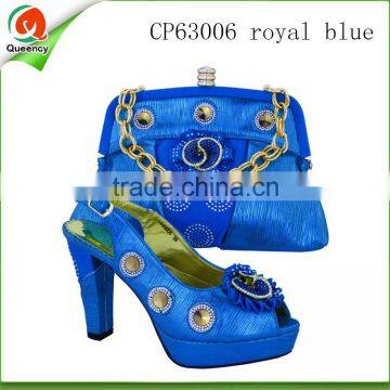 royal blue women high heel dress shoes italian women genuine shoes and tote bag to match