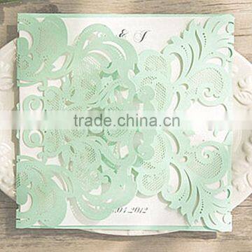 Lovely & elegant mint laser cut wedding invitations for wedding