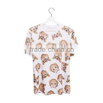 Online Shopping 3D Print Emoji Monkey White New Design Wholesale Girls Tshirt